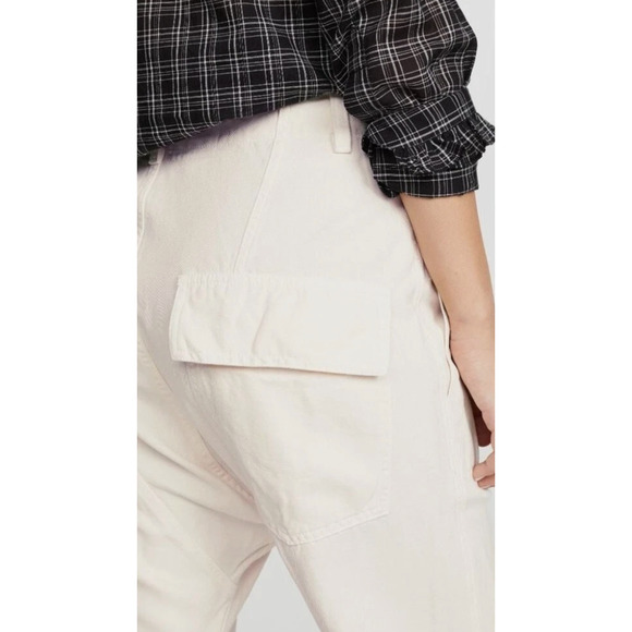 NEW Nili Lotan 2 Slouchy LINEN Luna Pants Drop Crotch Crop Cotton Eggshell White - Picture 6 of 7